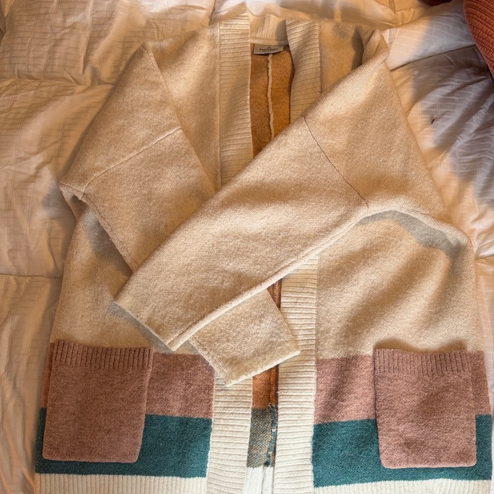 Colorblock Open Front Cardigan